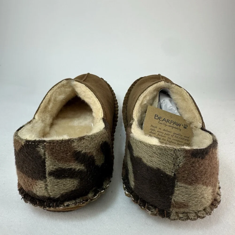 BEARPAW Marc Slippers Men's Size 9 Hickory Suede Sheepskin Lined New In Box